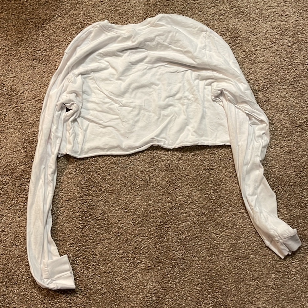 White Long Sleeve Crop With "Calm Down" Sleeve | Official Taylor Swift Merch View 2